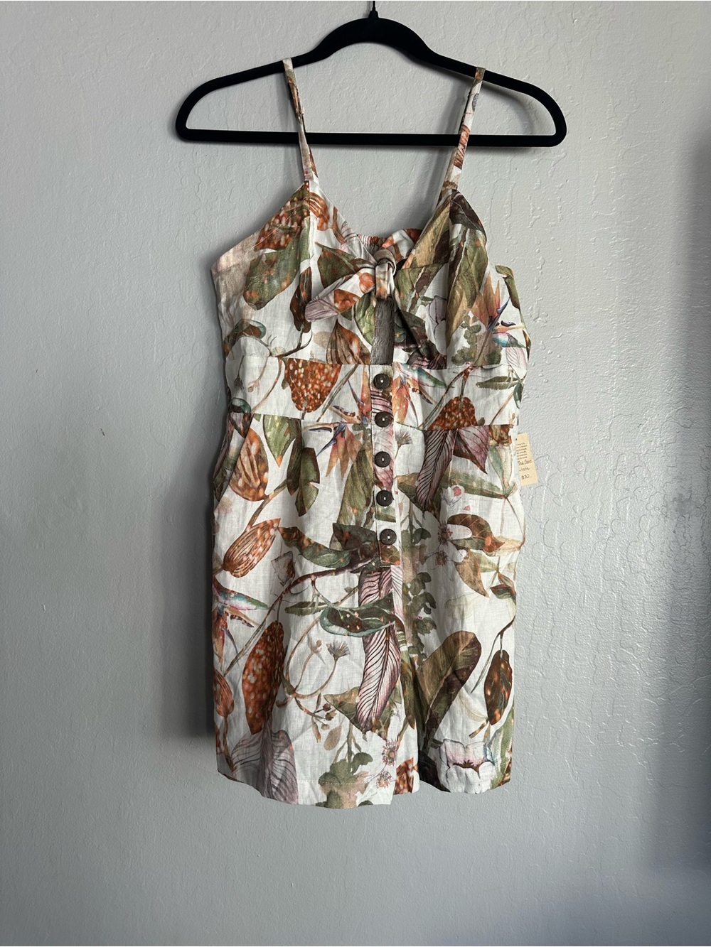 Botanical Tie-Front Spaghetti Strap Camisole in Multi-Color